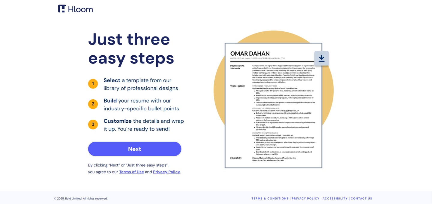 a resume template for a job application