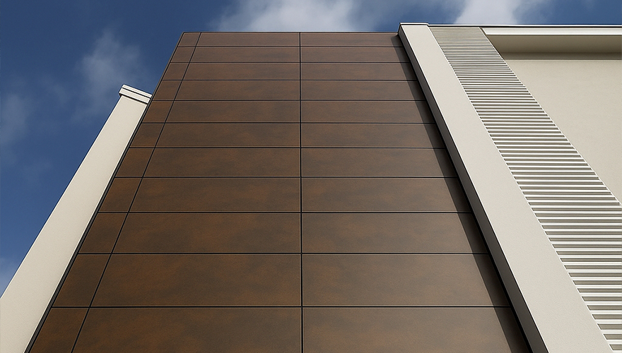 Porcelanato en fachada de edificio en Caracas. Zeramiq