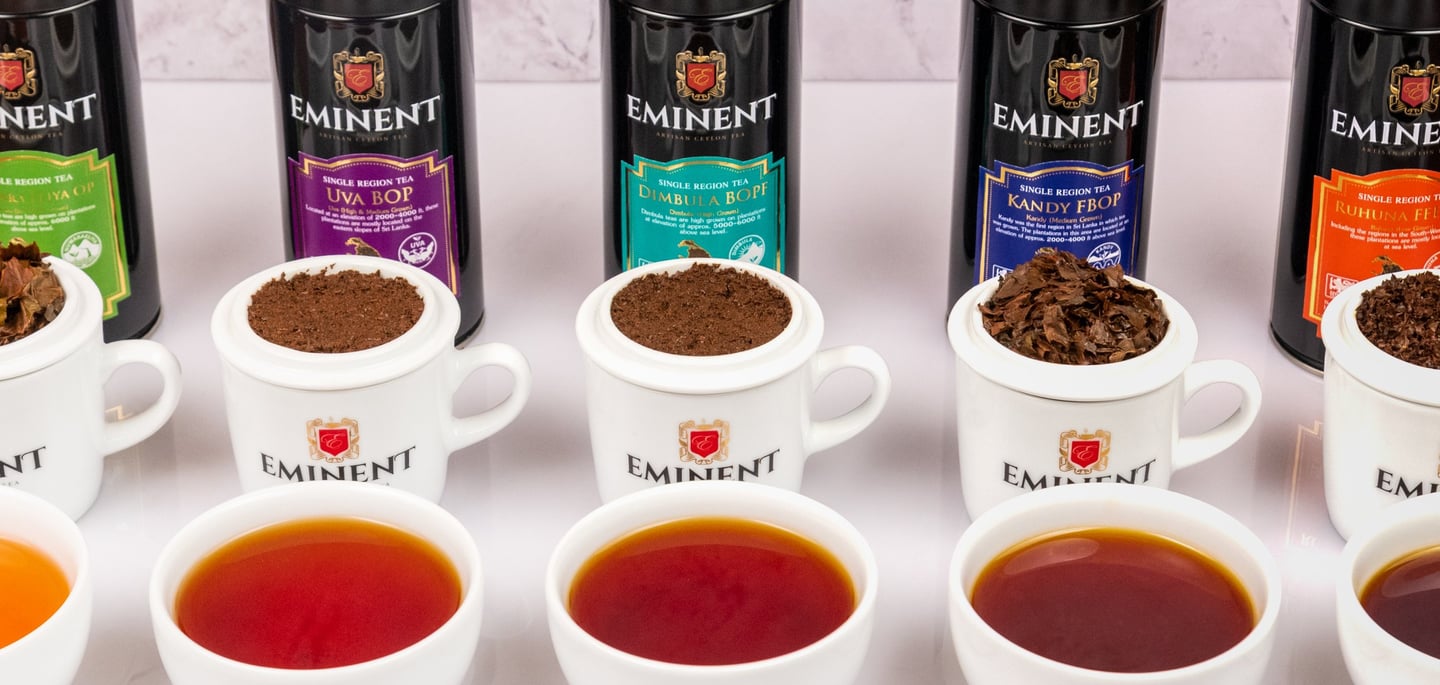 a variety of Eminent teas and tea cups