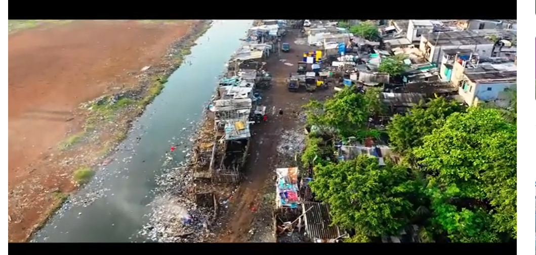 a river with a lot of garbage and a lot of trash