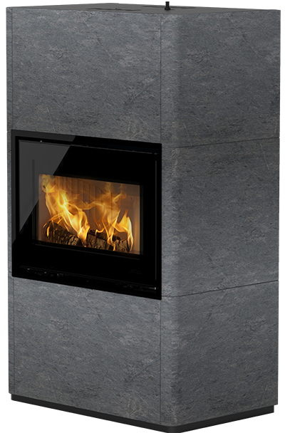 a fireplace with a fire place in the middle of it