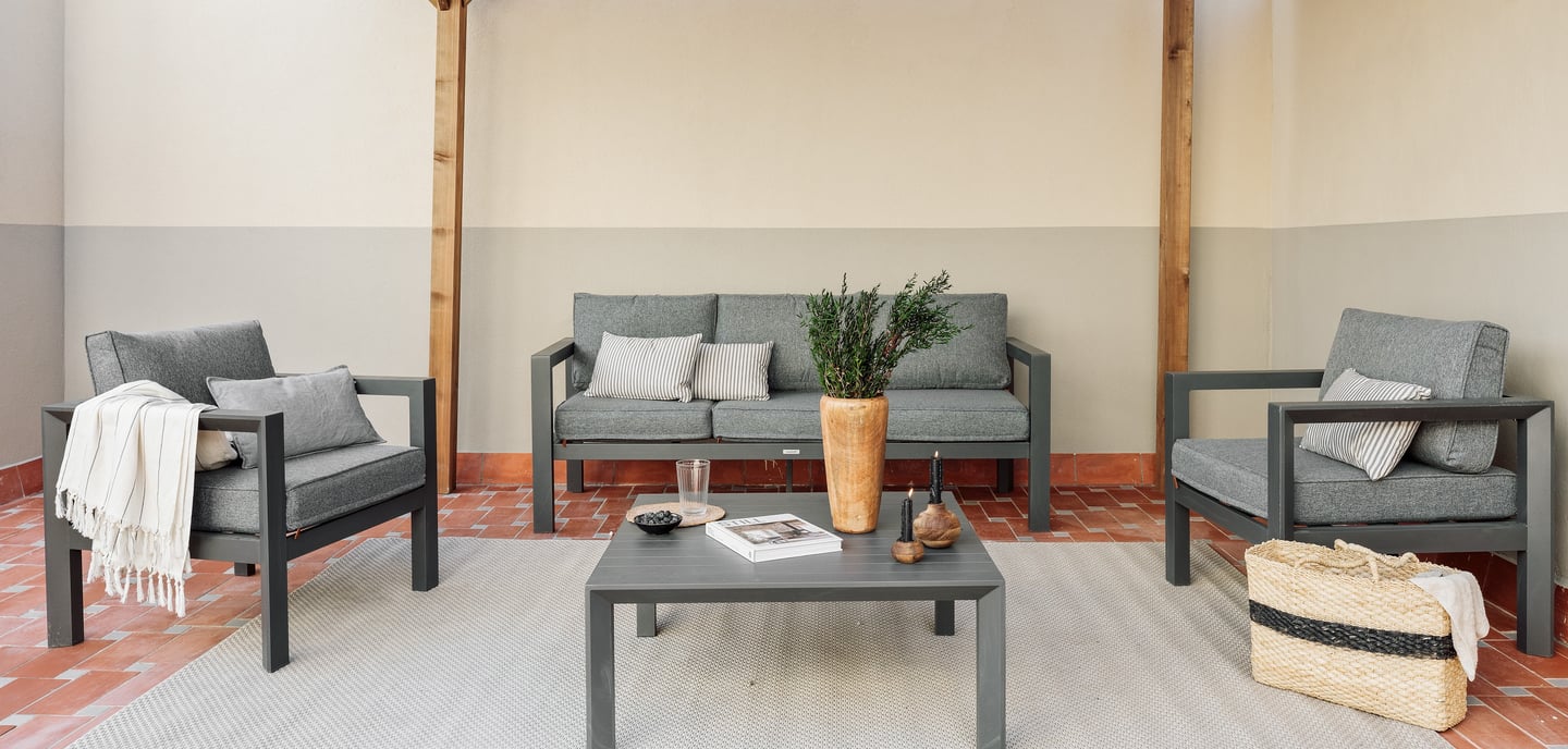 Private terrace with seating, blending Mediterranean style and modern design in Barcelona