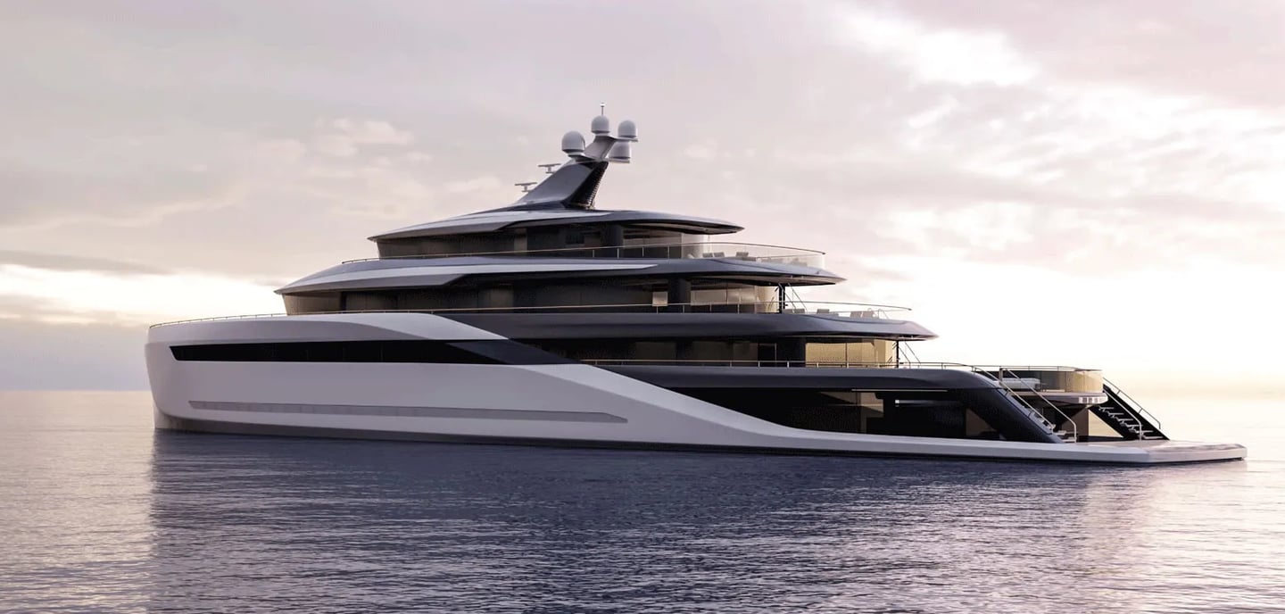 Olesinski Rise luxury superyacht at sunrise—floating wellness retreat redefining sustainable travel.