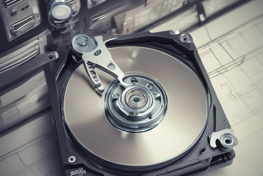 green and black computer hard disk drive