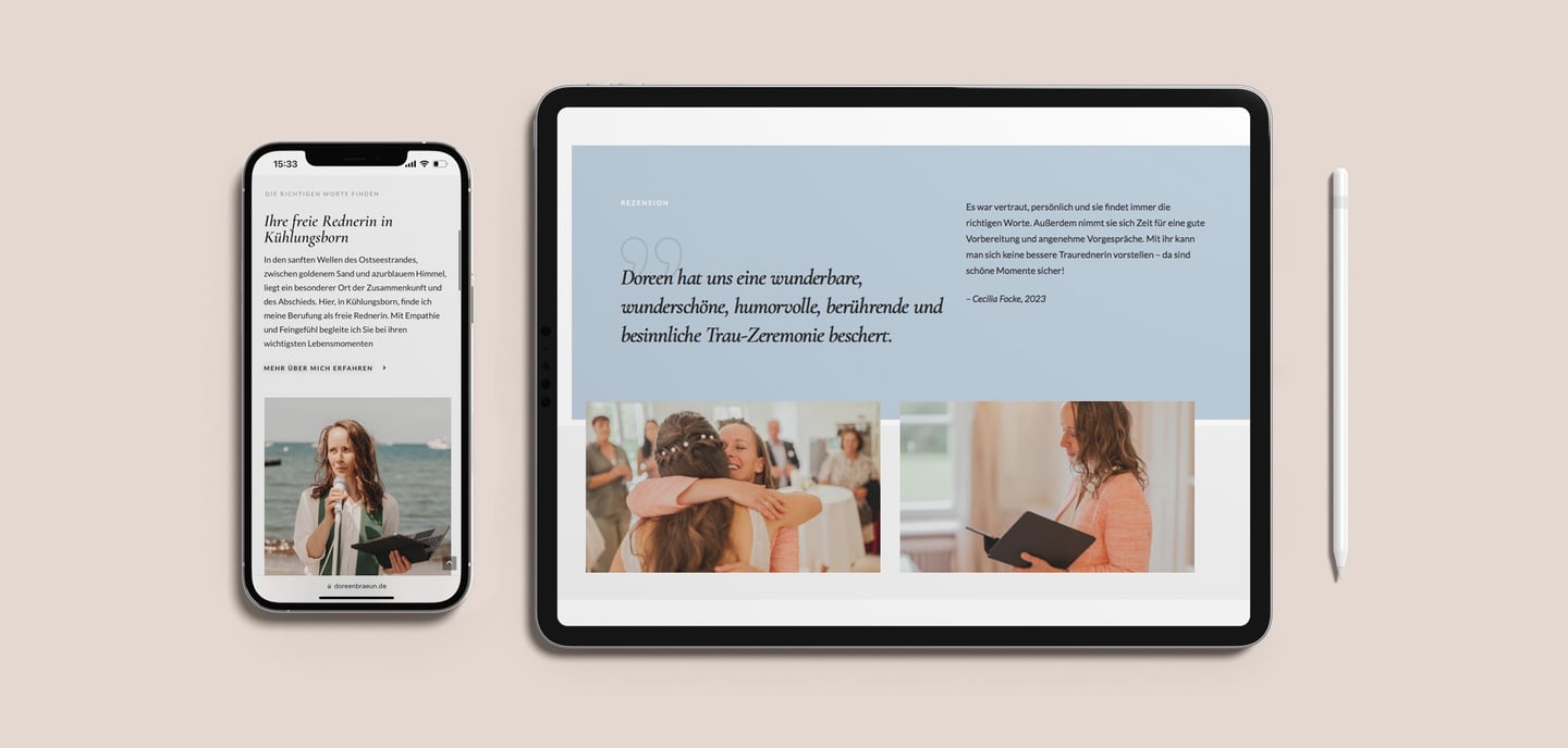 ein tablet und ein smartphone mit bildern einer website