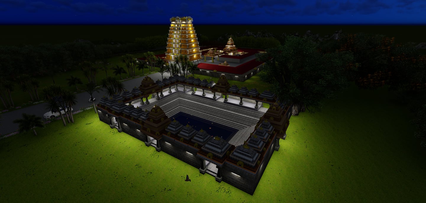 Rendered image of a Manjunatha temple