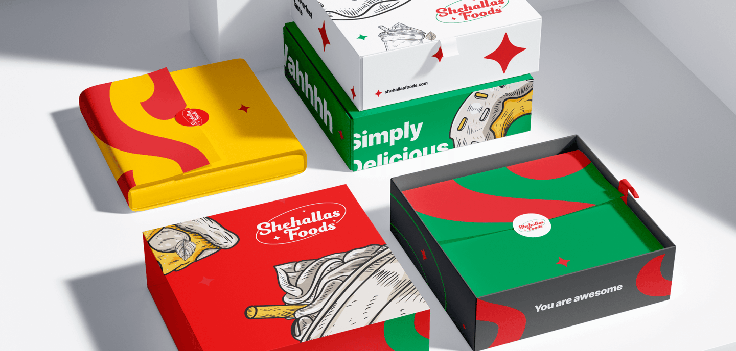packaging for home made food products with popping colors and modern designs