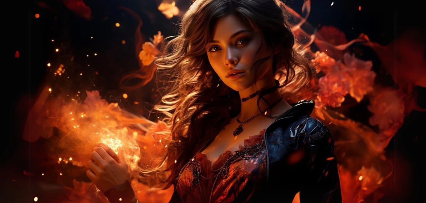 Black and Red Fantasy Dress AI