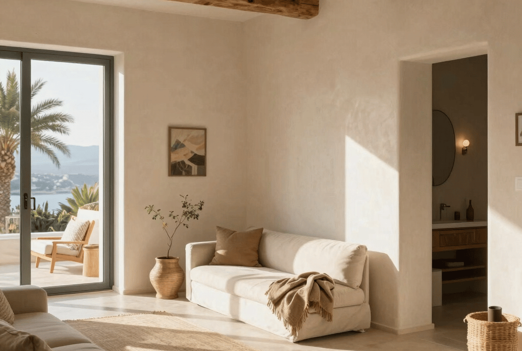 Exposed concrete wall during apartment renovation, Costa del Sol