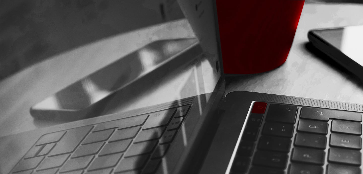 Laptop keyboard with red power button