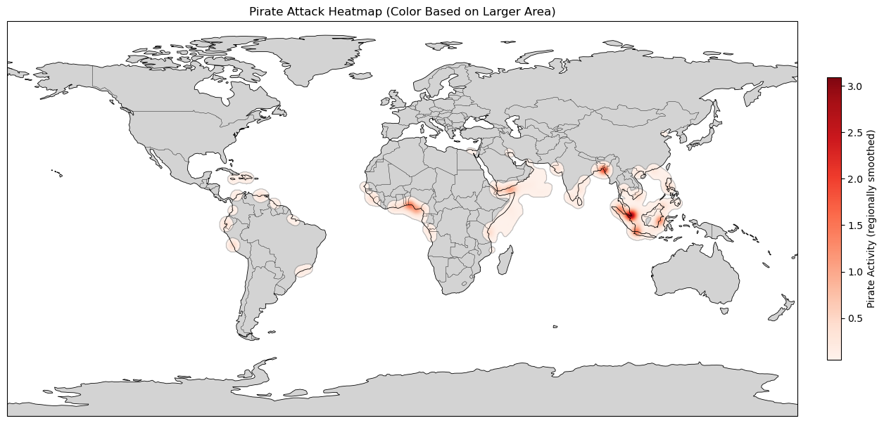 Heat-Map of modern piracy hotspots and attack zones