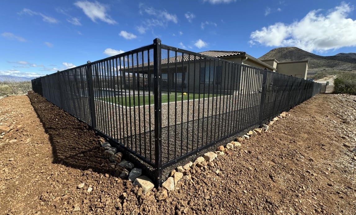 Professional snake fencing installation protecting a Southern Nevada home from rattlesnakes