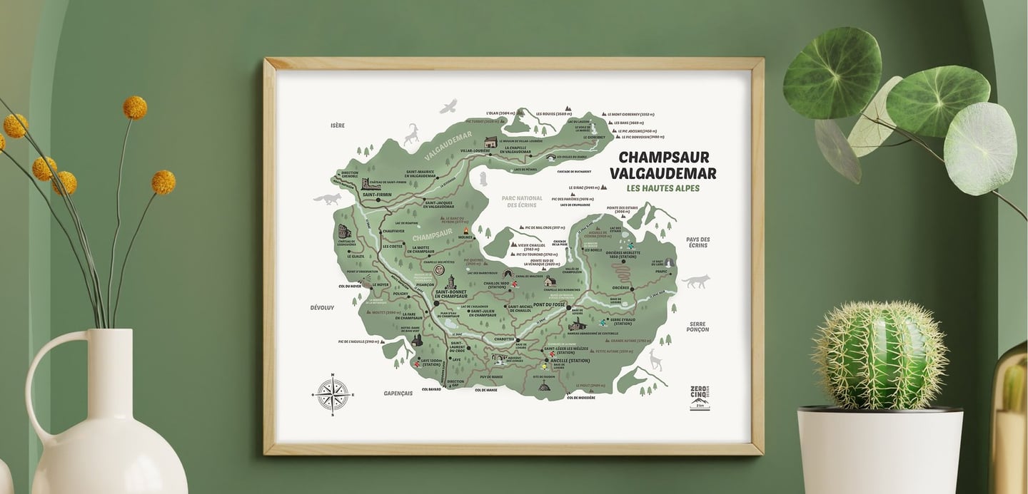 La carte des Hautes-Alpes Zéro Cinq Design