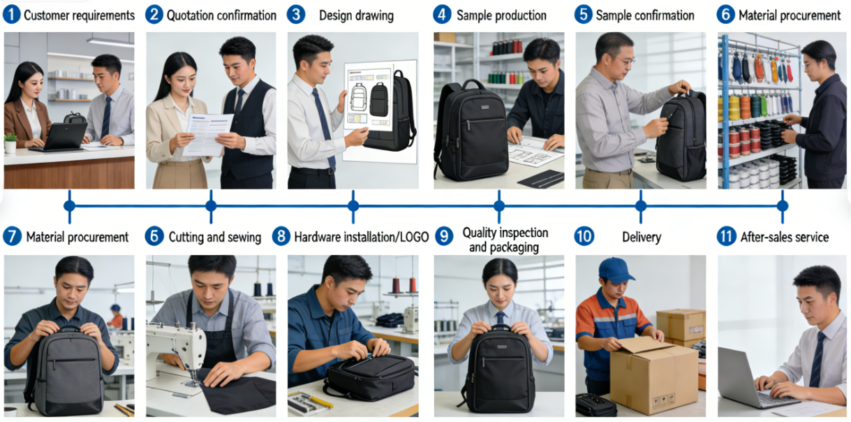 The chart flow of custom backpacks