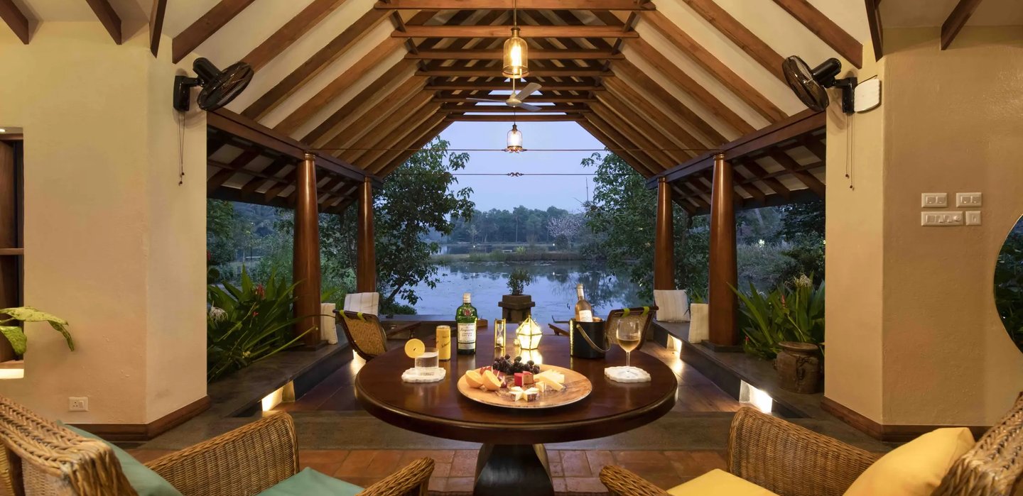 Nakshathra Mana Evening view of the lake.