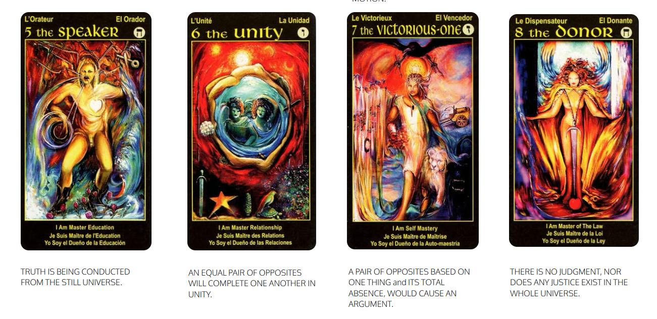 Tarot Cards 5 Speaker 6 Unity 7 Victorius One 8 Donor