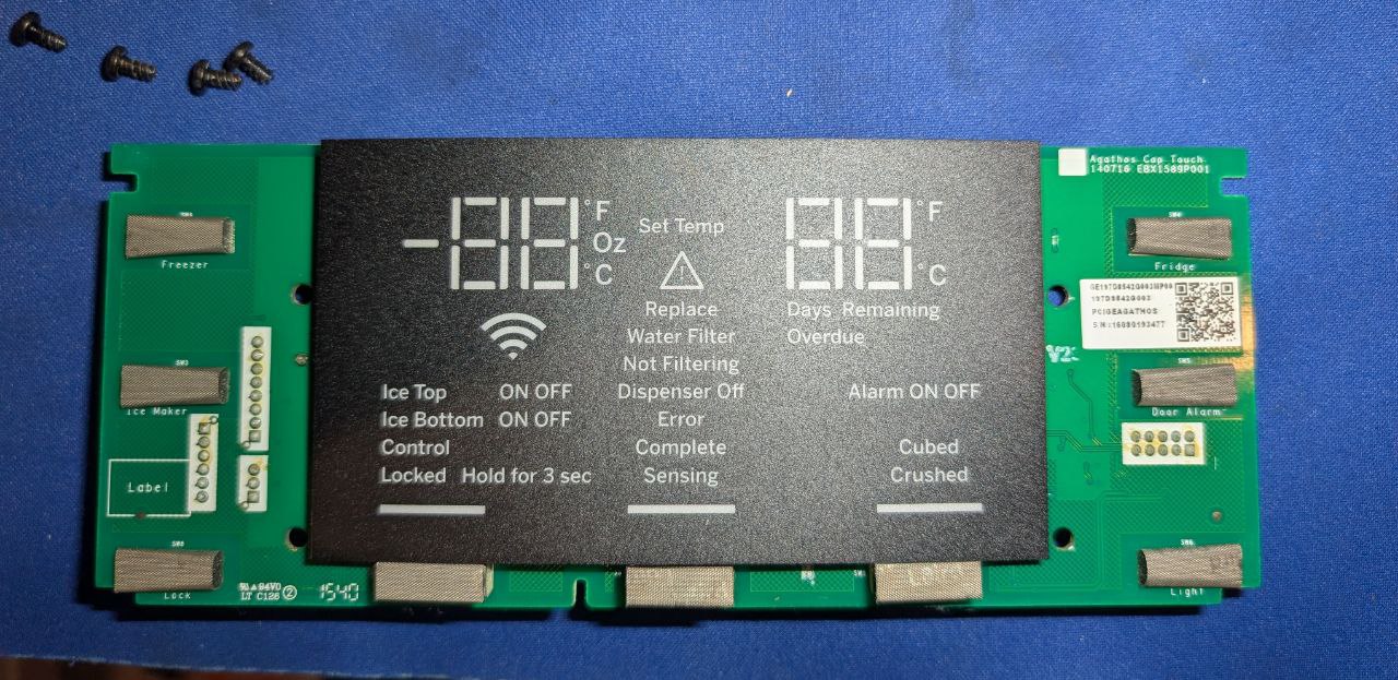 GE refrigerator user interface panel