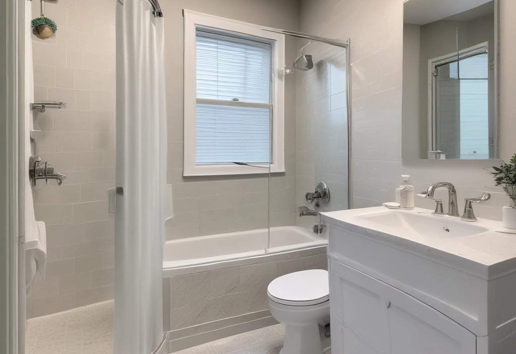 Bright, sparkling clean kitchen with turquoise accents and shiny surfaces reflecting natural light.