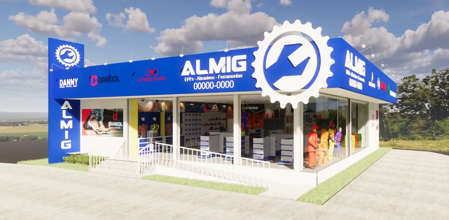 letreiro e toten de lojas comerciais arquitetura