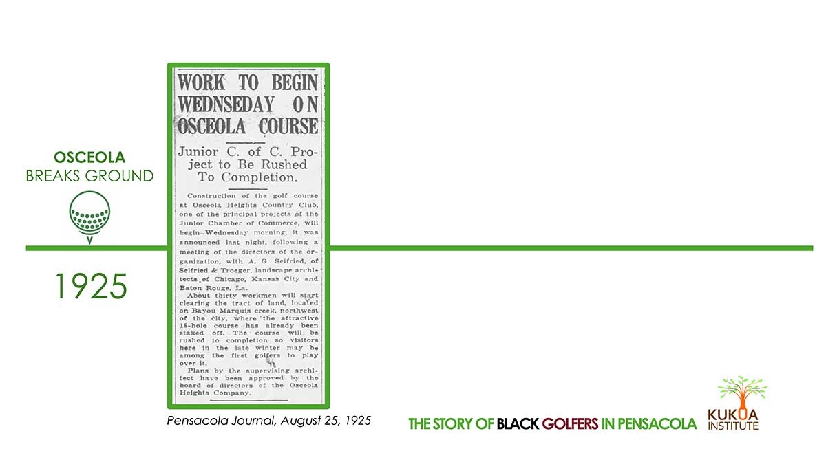 Par Four Golf Club image of old news clipping title "Work to Begin Wednesday on Osceola Course"