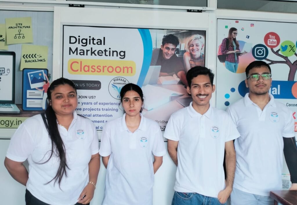 "Four students at Ridhaan Technology digital marketing institute"