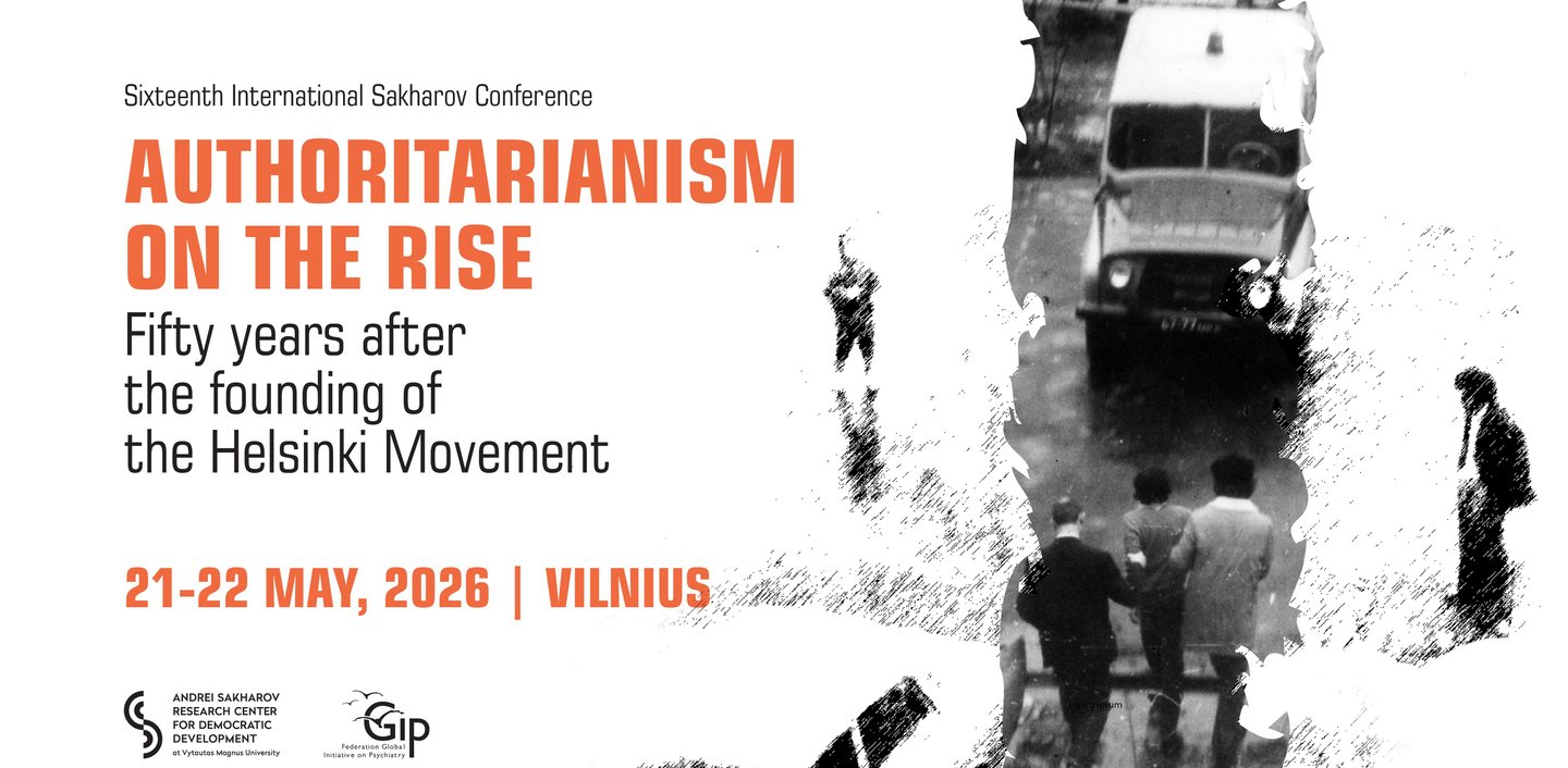 Sakharov Conference 2026 poster “Authoritarianism on the Rise” Vilnius