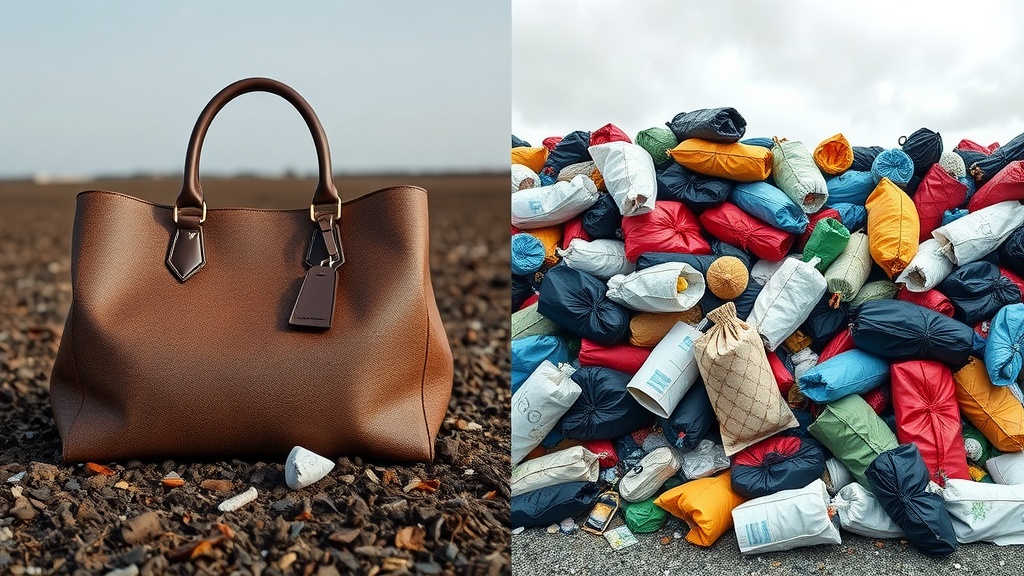 a handbag and a handbag with a bag of garbage