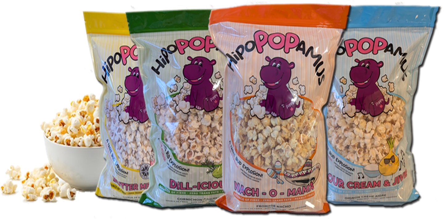 Hipopopamus Popcorn flavors in a fan