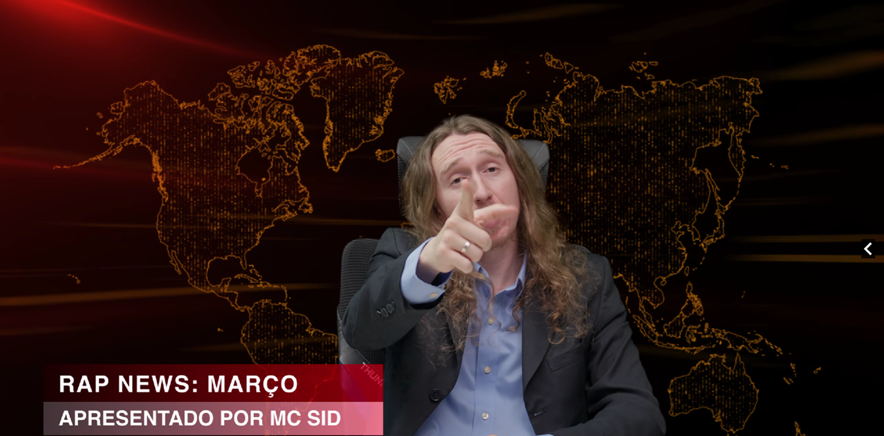 MC Sid em estética crítica no lançamento Rap News