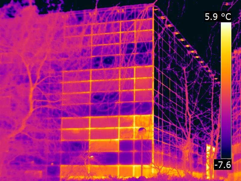 a thermal image of a glass facade