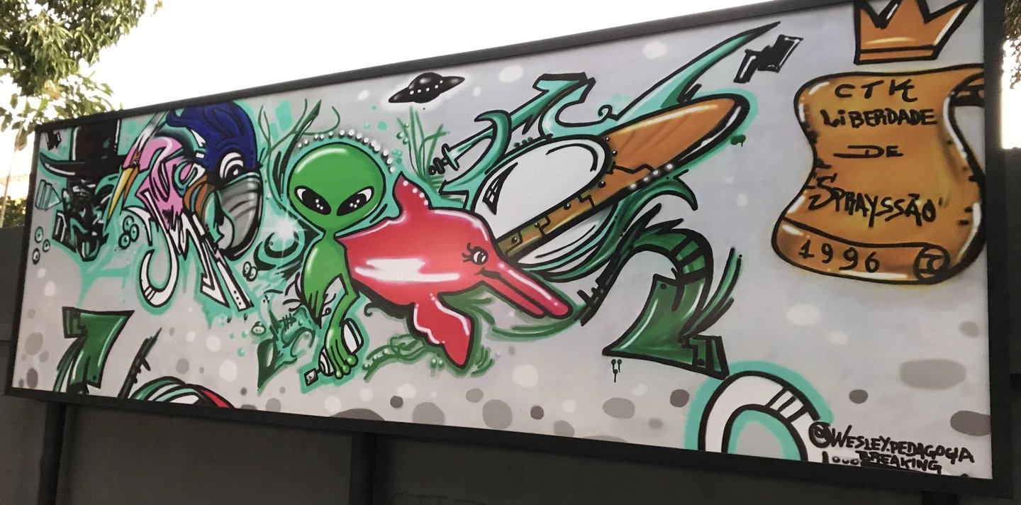 Arte de Wesley Brito apresentada na Calçada da Cultura em Barra do Garças.