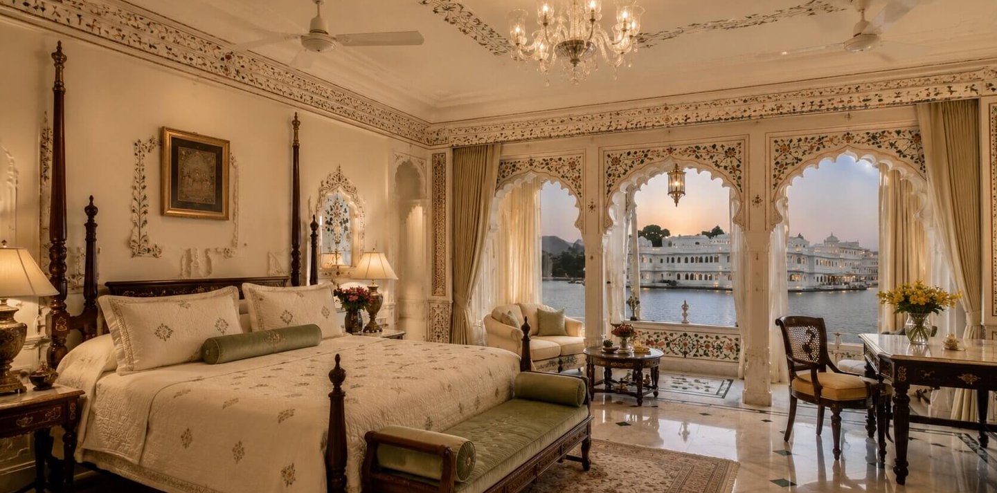 Grand luxury rooms at Taj Lake Palace Udaipur