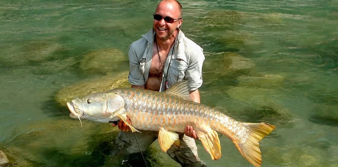 Julian Stapley with Himalayan Golden Mahseer.