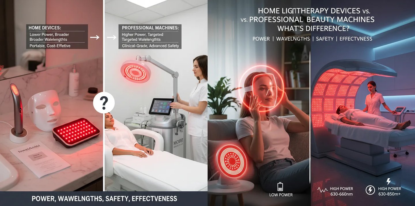 Home Light Therapy Devices vs. Professional Beauty Machines: What’s the Difference?