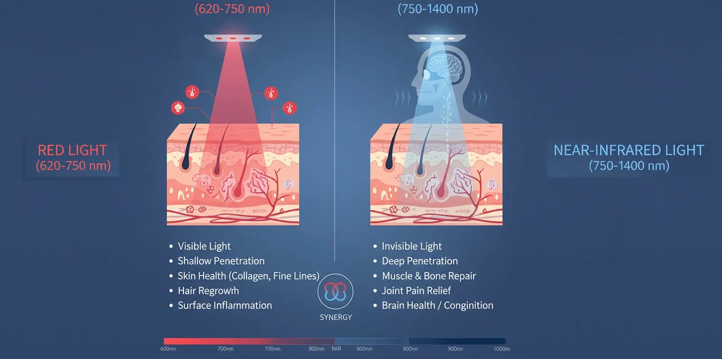 Red Light vs. Near-Infrared Light: Understanding Their Distinct Health Benefits