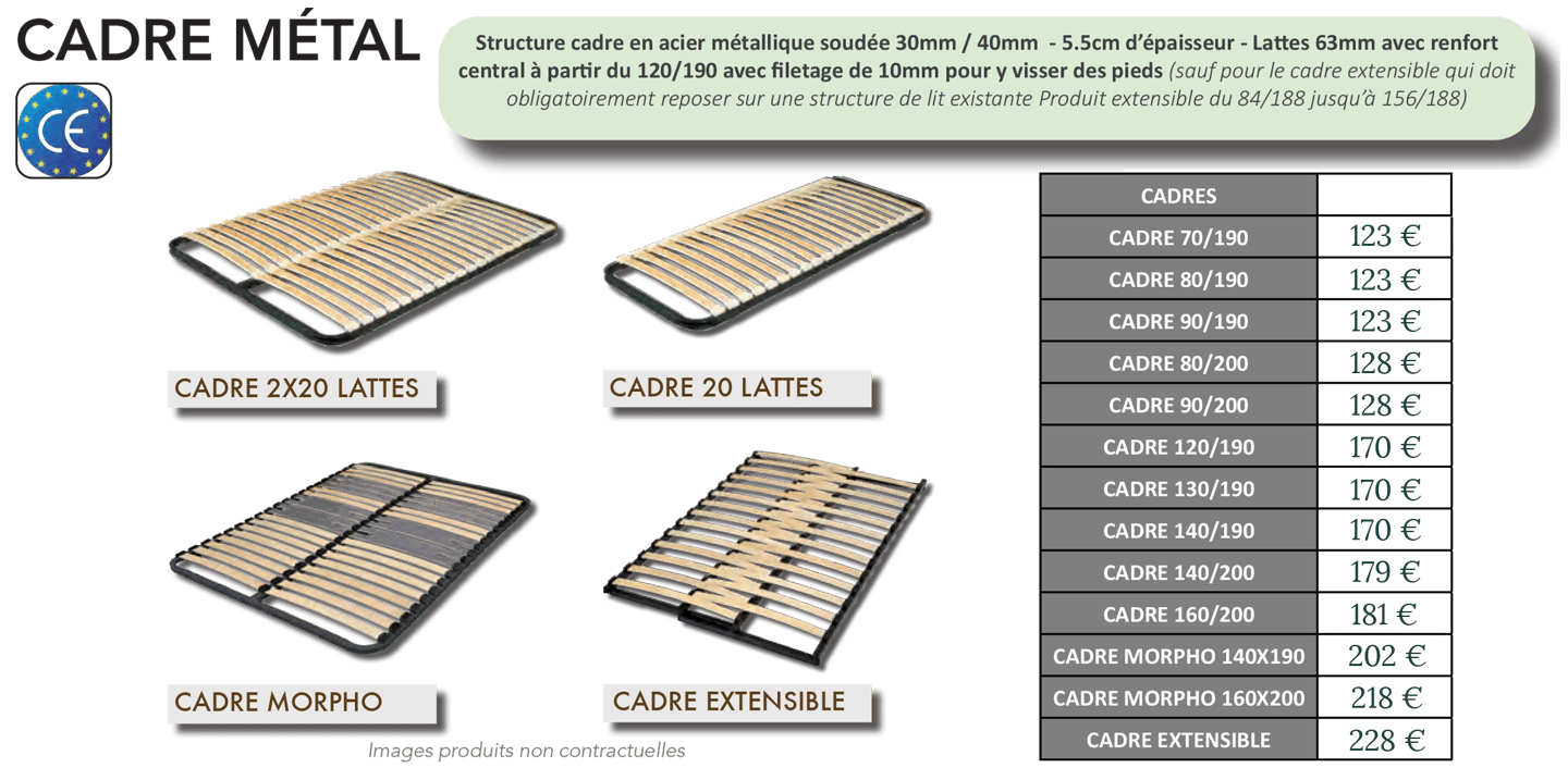 Sommiers en cadre métallique