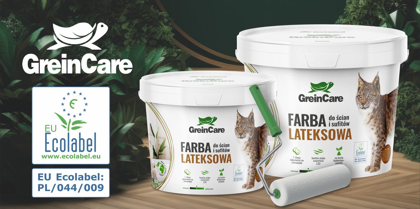 farba, lateksowa, do ścian, do sufitów, ecolabel, ekologiczna, ścieralna, greinplast, greincare