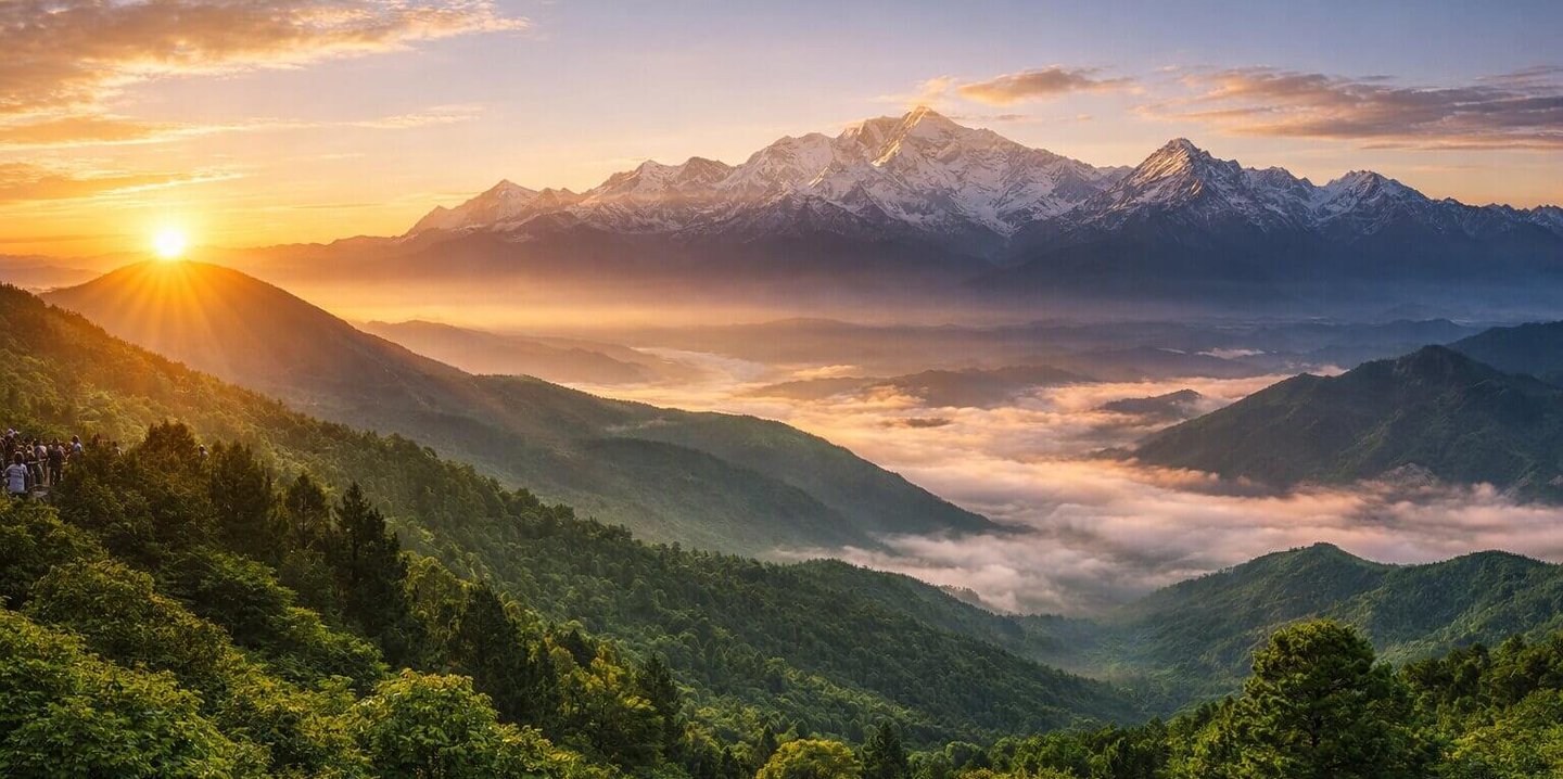 Sunrise at Tiger Hill in Darjeeling