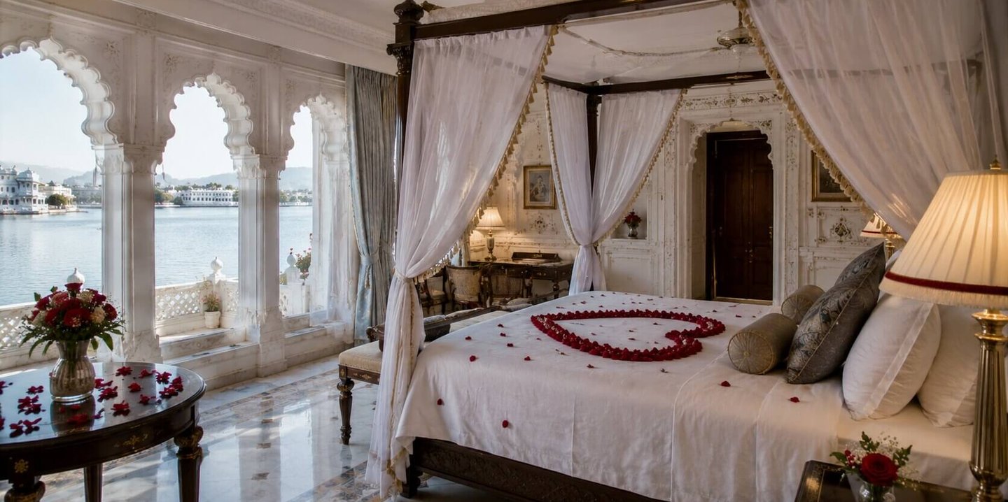 Honeymoon suite at Taj Lake Palace in Udaipur