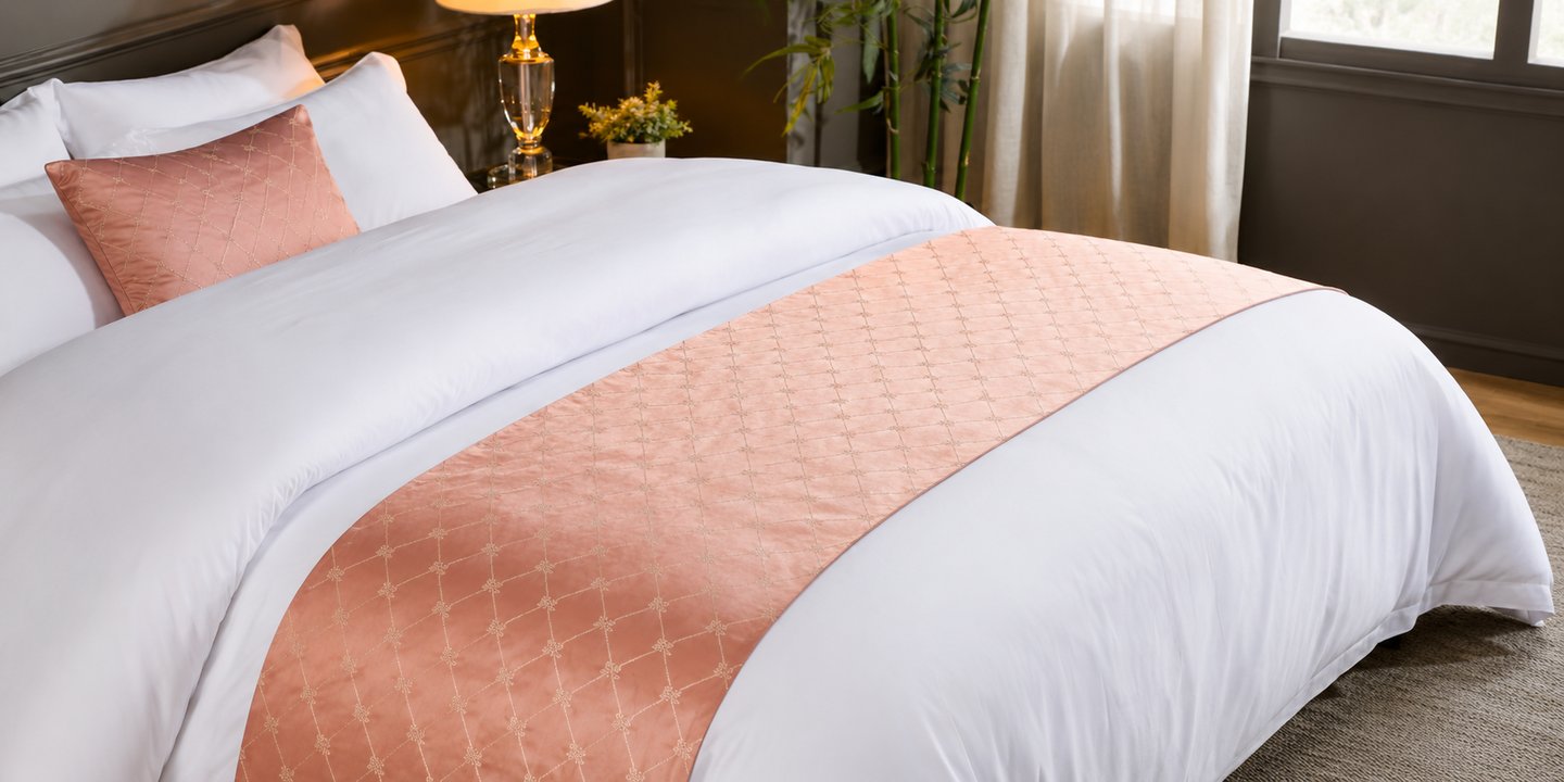 Luxury decorative bed runners crafted for hotels, resorts, wholesalers, and international home texti
