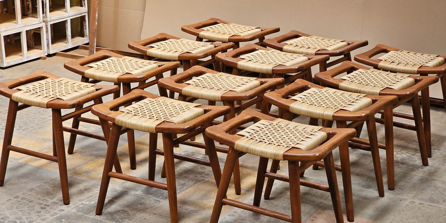 Breakfast stool made from solid wood produced by Javanese craftsmen