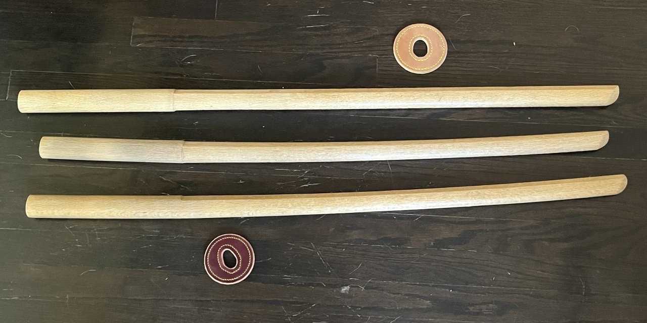 shirokashi bokuto and leather tsuba