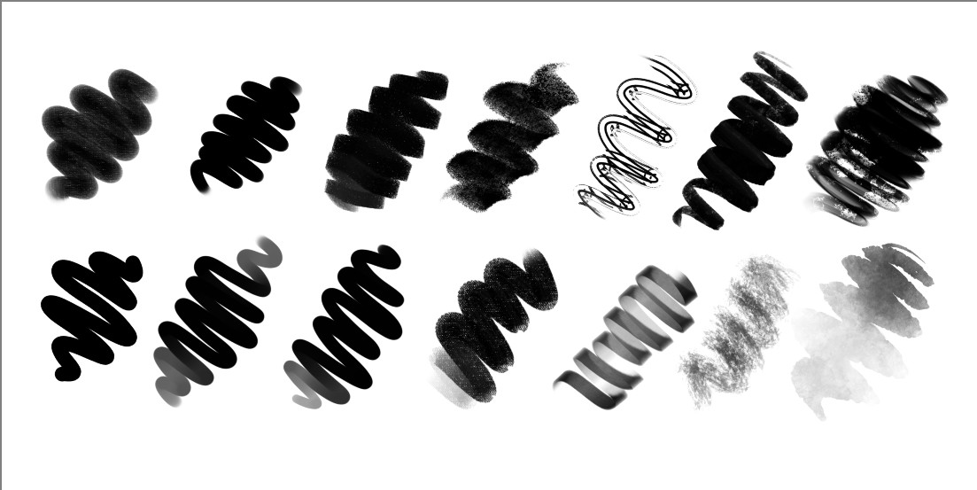 Uma demonstração de variedades de pinceis com diferentes texturas