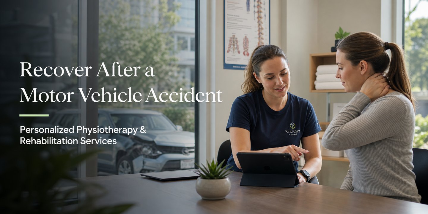 Patient consulting physiotherapist after motor vehicle accident injury in Scarborough clinic