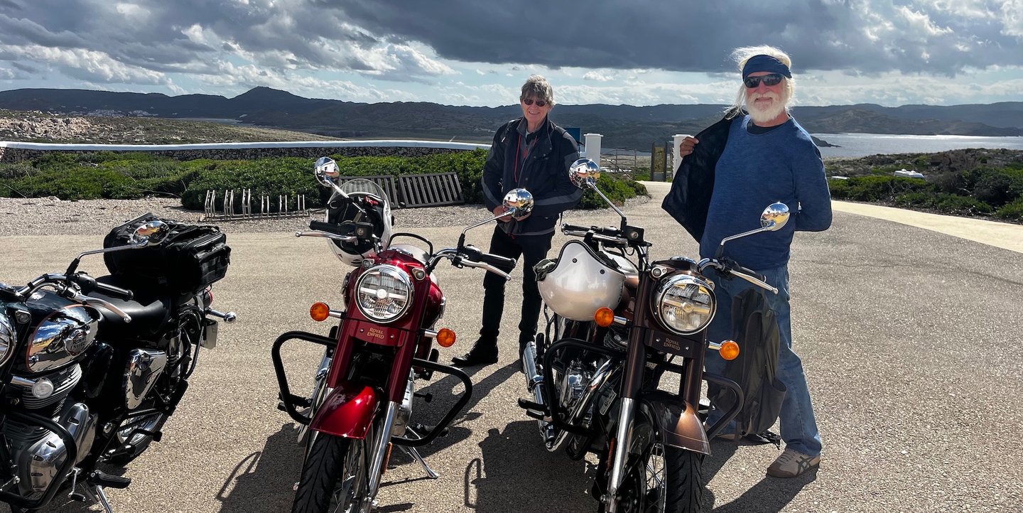 Scenic coastal road in Menorca used for guided motorcycle tours