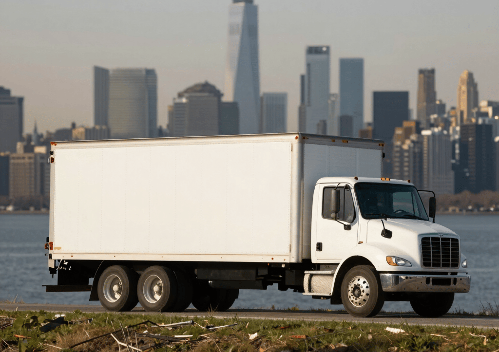 A friendly a plus moving & movers team carefully loading a truck with household items on a sunny day.