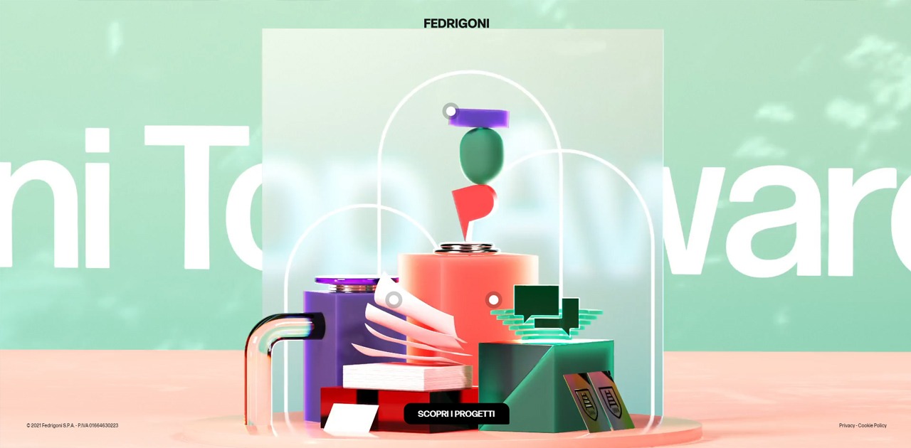 Abstract 3D website animation example