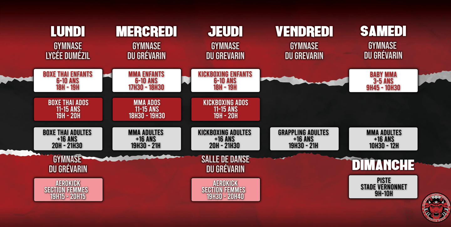 Planning boxe MMA 2025 2026