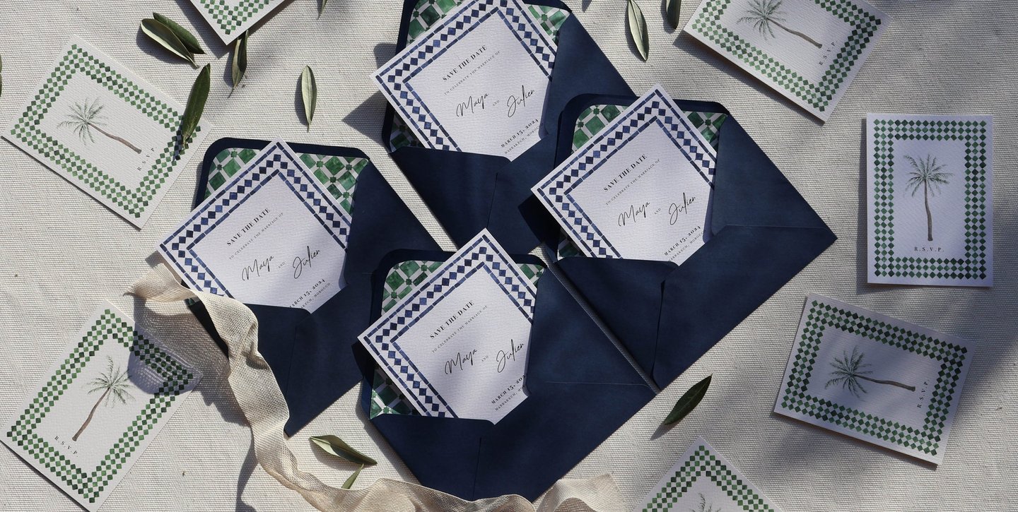 wedding suite and rsvp cards green and white tiles blue and white tiles morocco 