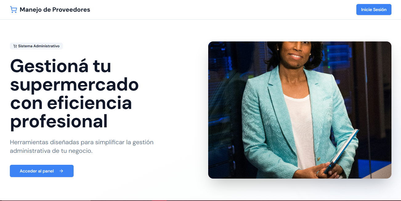 Professional woman in a teal blazer holding a tablet for supermarket administrative management software.
